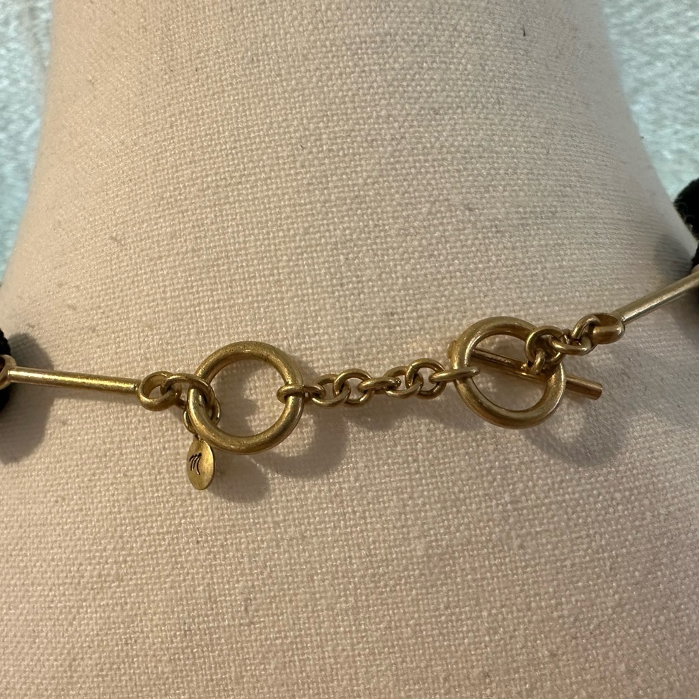 Madewell Black Pom-Pom Gold Link Toggle Necklace - Picture 5 of 10